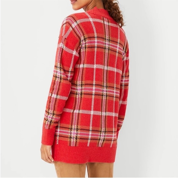 NEW Ann Taylor Plaid Jacquard Boyfriend Cardigan - Picture 3 of 5